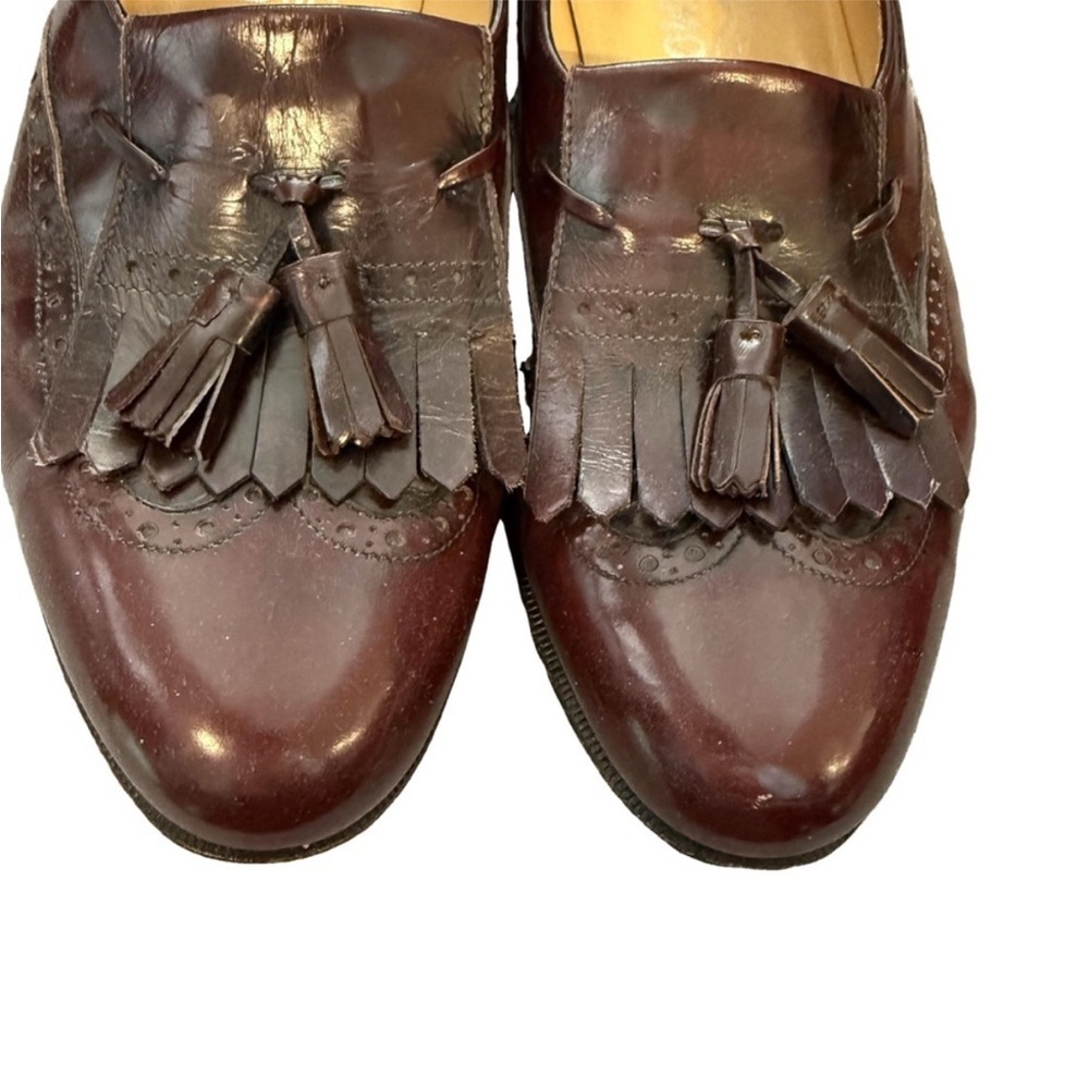 Salvatore Ferragamo Tassel Loafers Burgundy Leather 9D - Picture 2 of 11